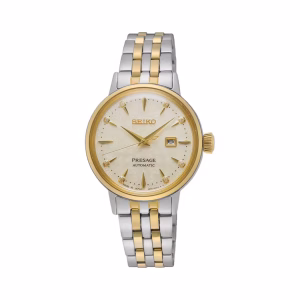 Seiko Presage Cocktail White Lady SRE010J1 – Nữ – Hardlex Crystal – Automatic – Mặt Số 30.3mm, Mạ Vàng PVD, Đính Kim Cương